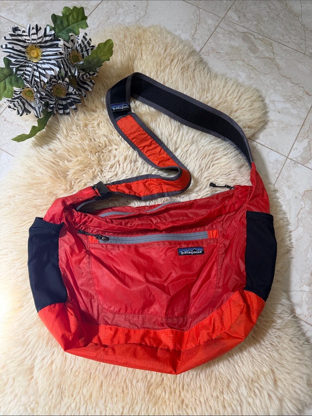 Patagonia Red and Black Messenger Sling Bag